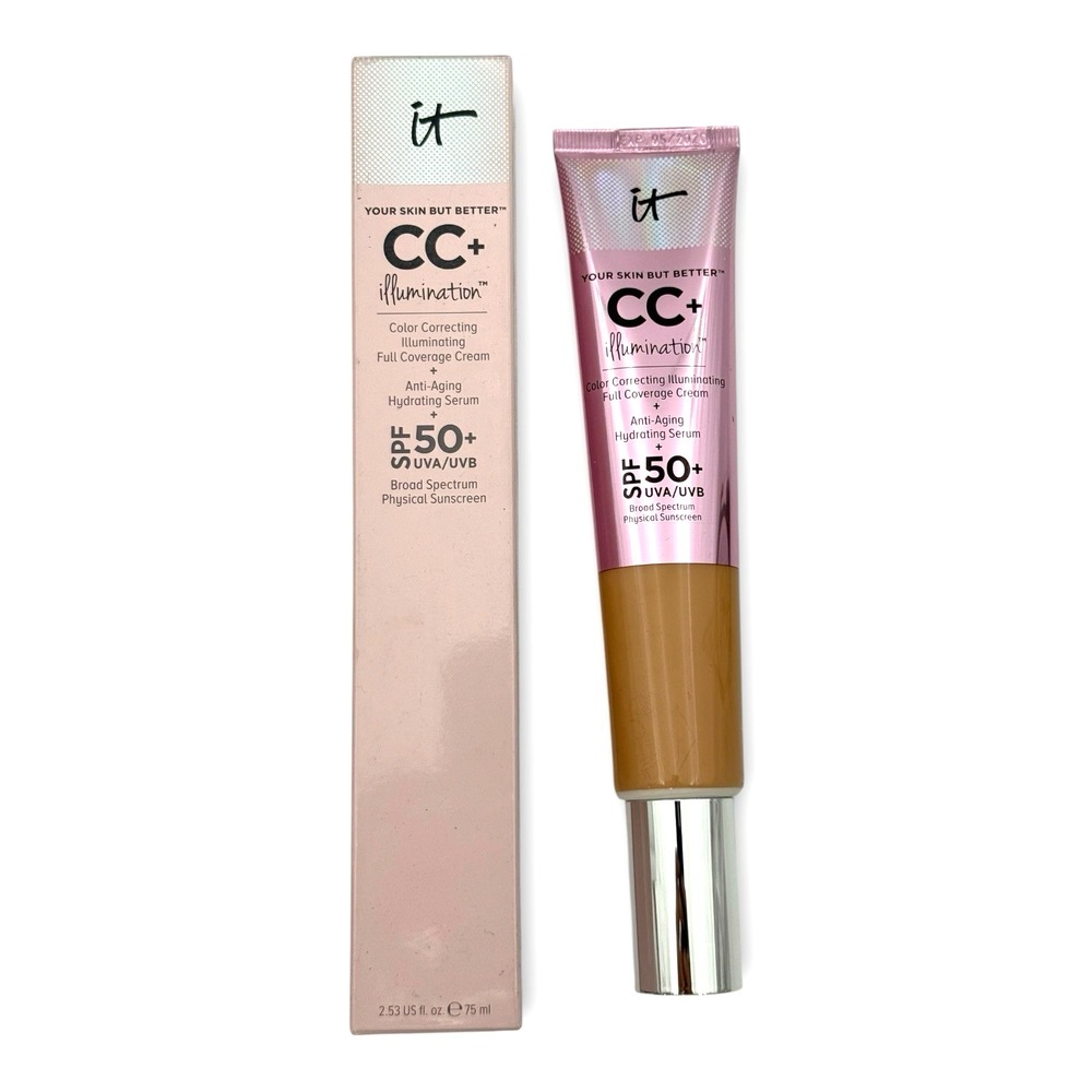 IT Cosmetics CC+ Illumination SPF 50+ Medium Tan Display Box Tube 2.53 oz JUMBO